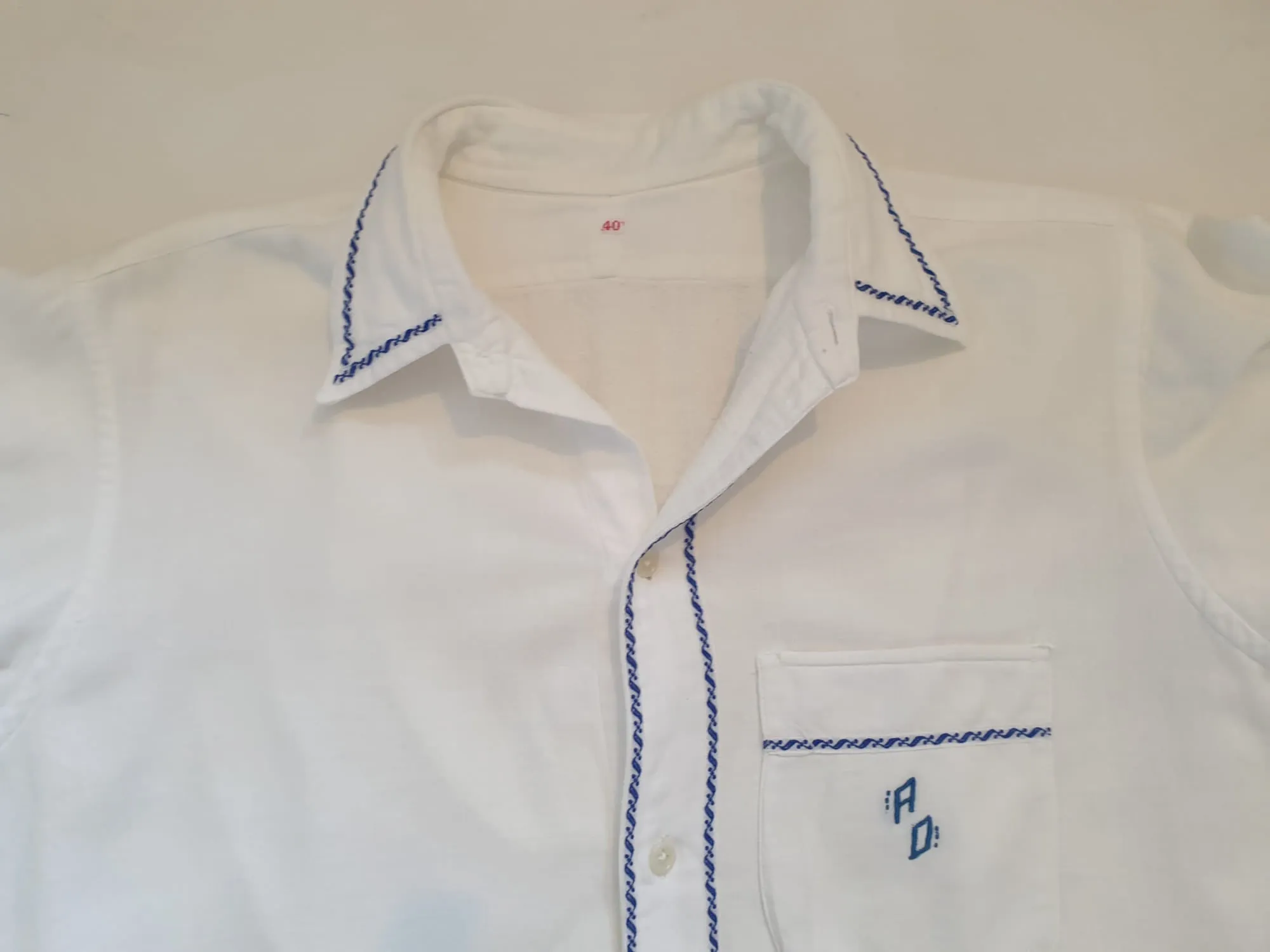 1930s Flannel Nightshirt - Monogrammed AD - Large