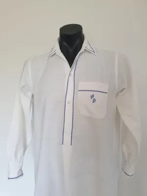 1930s Flannel Nightshirt - Monogrammed AD - Large