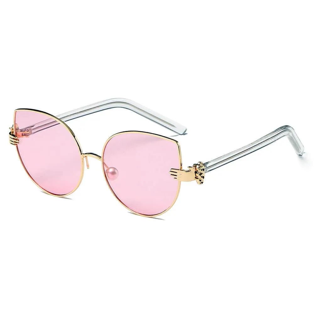 CENTRALIA | S2042 - Women Metal Frame Cat Eye Hands Classic Sunglasses