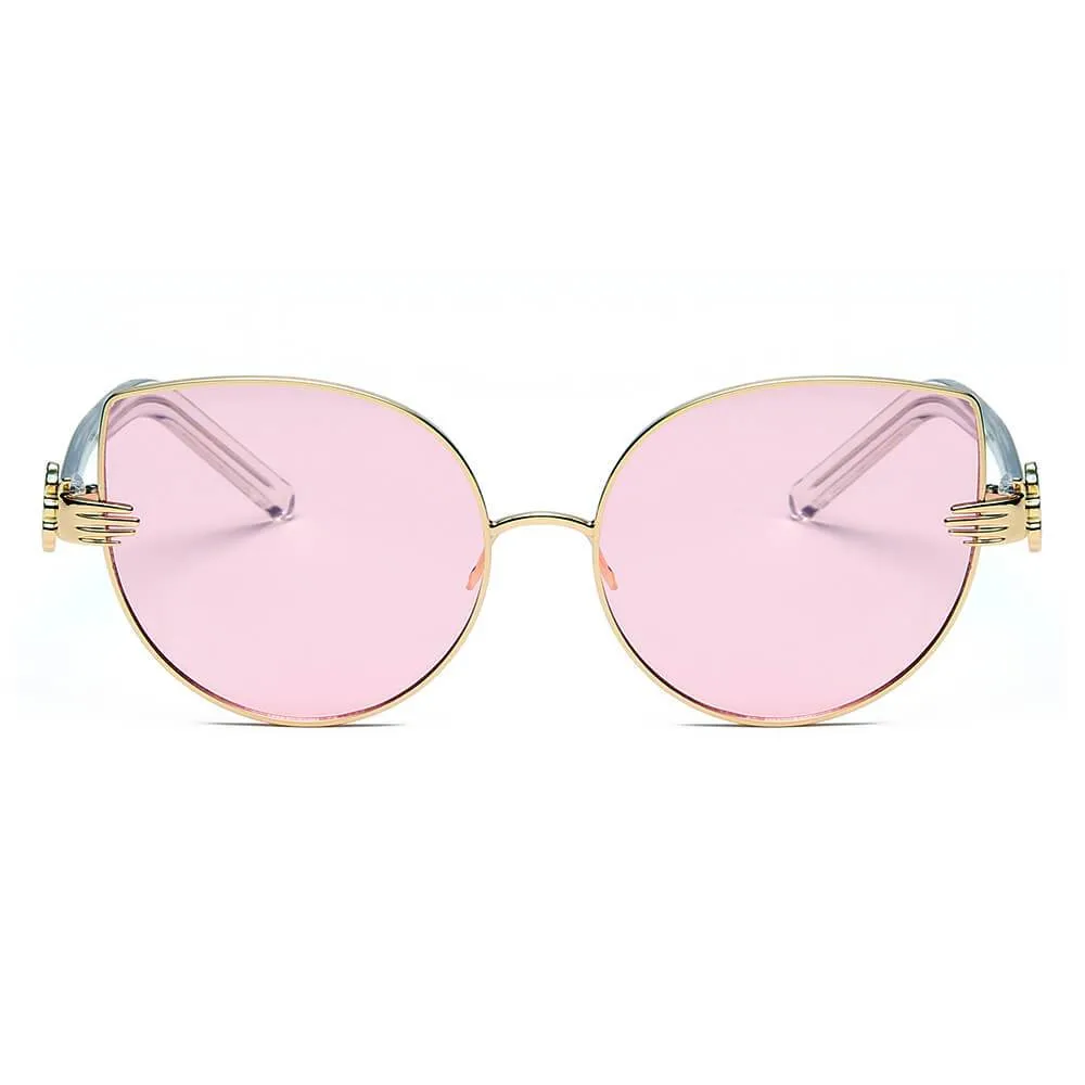 CENTRALIA | S2042 - Women Metal Frame Cat Eye Hands Classic Sunglasses
