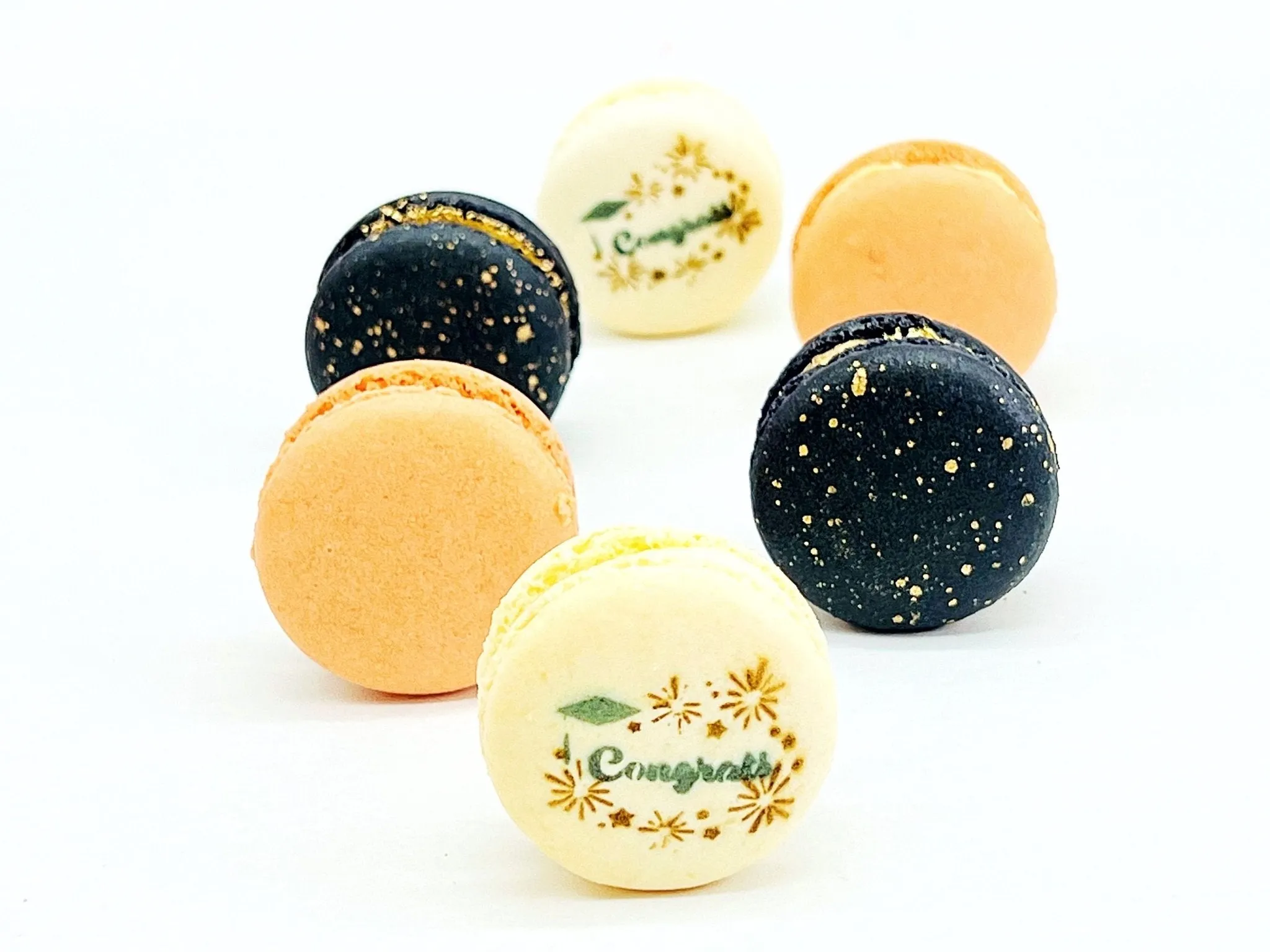Congrats French Macaron Box (Black / Warm Brown) | Available in 6 & 12 Pack