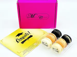 Congrats French Macaron Box (Black / Warm Brown) | Available in 6 & 12 Pack