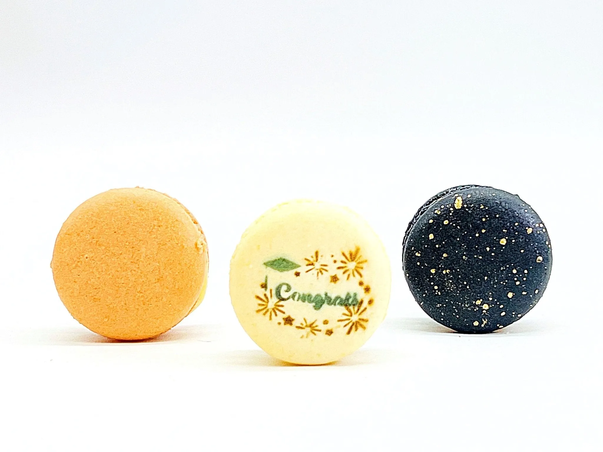 Congrats French Macaron Box (Black / Warm Brown) | Available in 6 & 12 Pack