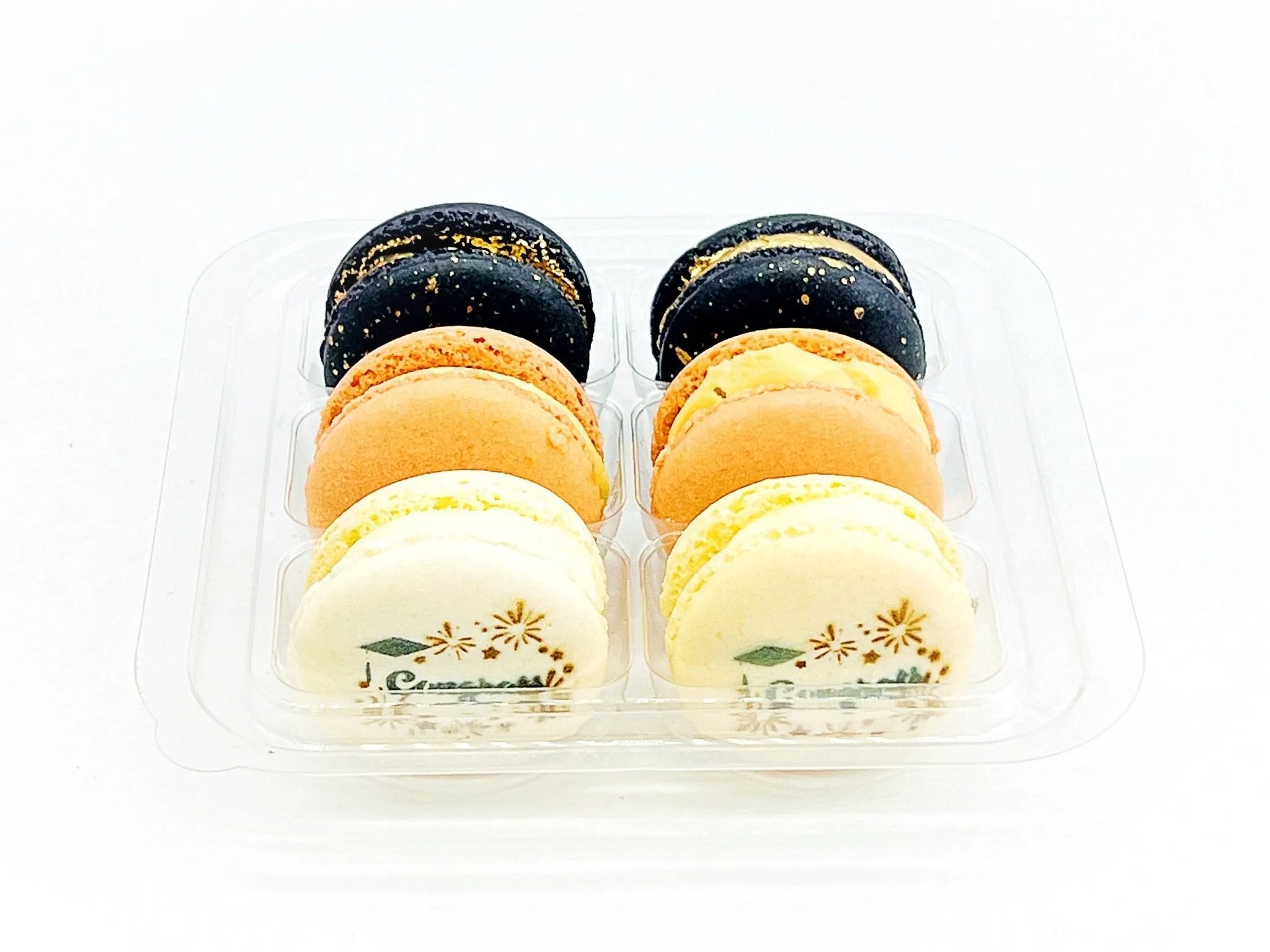Congrats French Macaron Box (Black / Warm Brown) | Available in 6 & 12 Pack