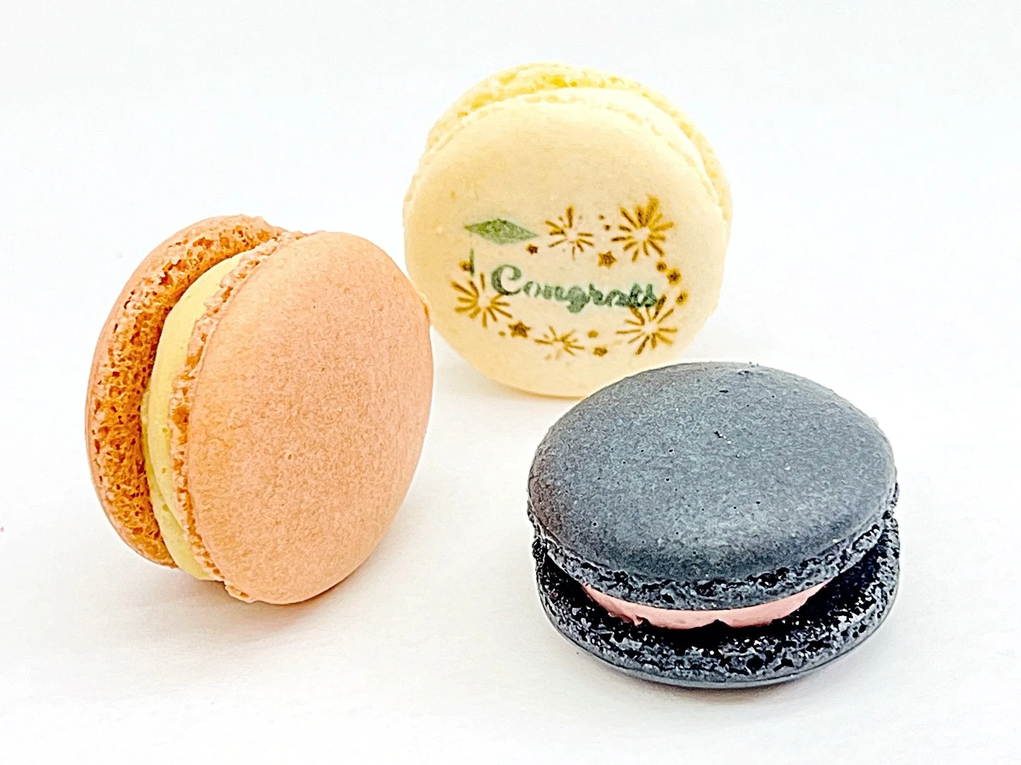 Congrats French Macaron Box (Black / Warm Brown) | Available in 6 & 12 Pack