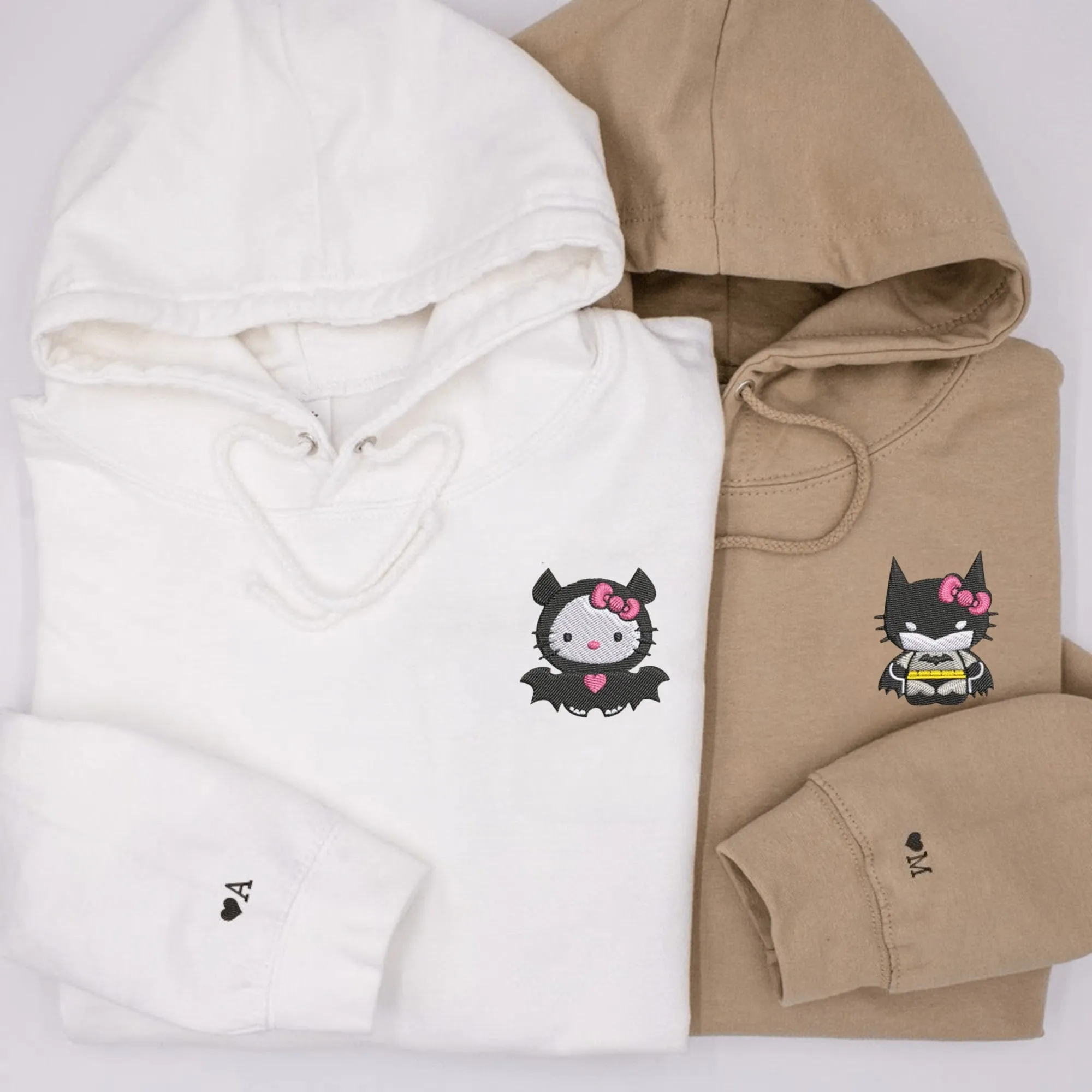 Cute Kitten & Bat Couple Hoodies – Cute Matching Hoodies for Couples