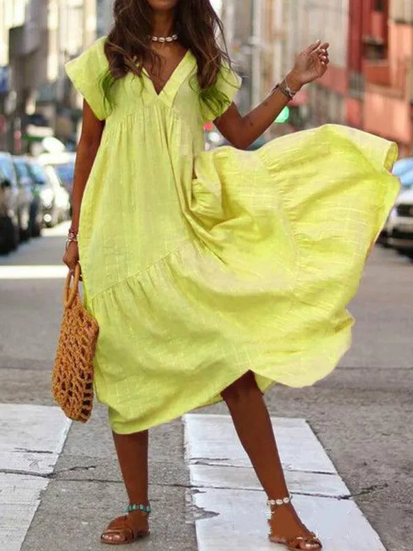Effortless Chic: Women’s Sleeveless V-Neck Dress - Stylish Comfort for Every Occasion