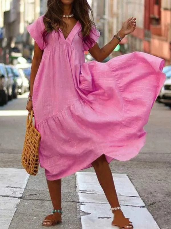 Effortless Chic: Women’s Sleeveless V-Neck Dress - Stylish Comfort for Every Occasion