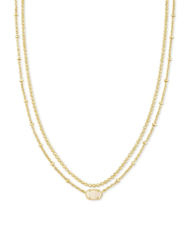 Emilie Multi Strand Necklace Gold - Iridescent Drusy