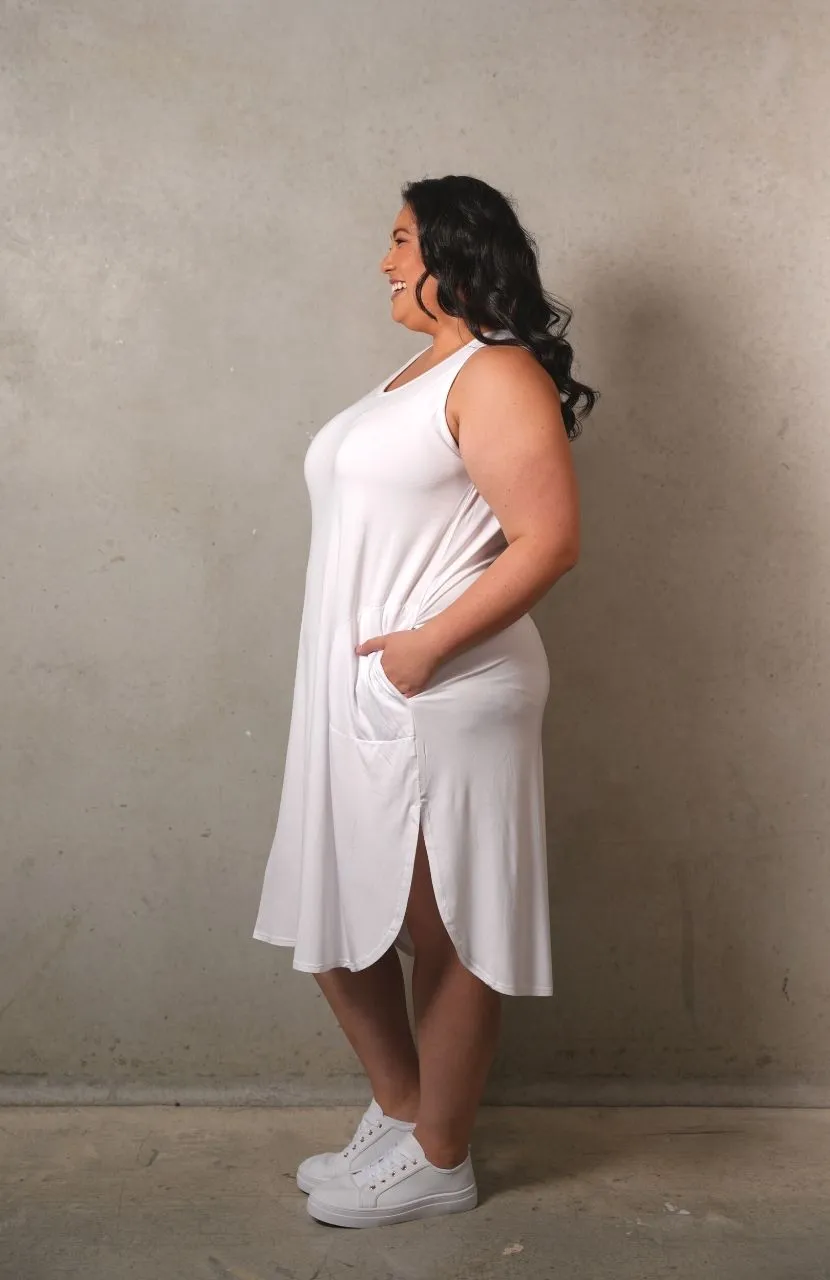 'EMILY' Bamboo Singlet Dress - White