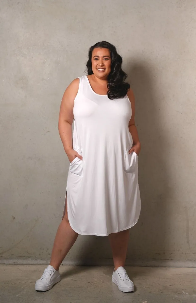 'EMILY' Bamboo Singlet Dress - White