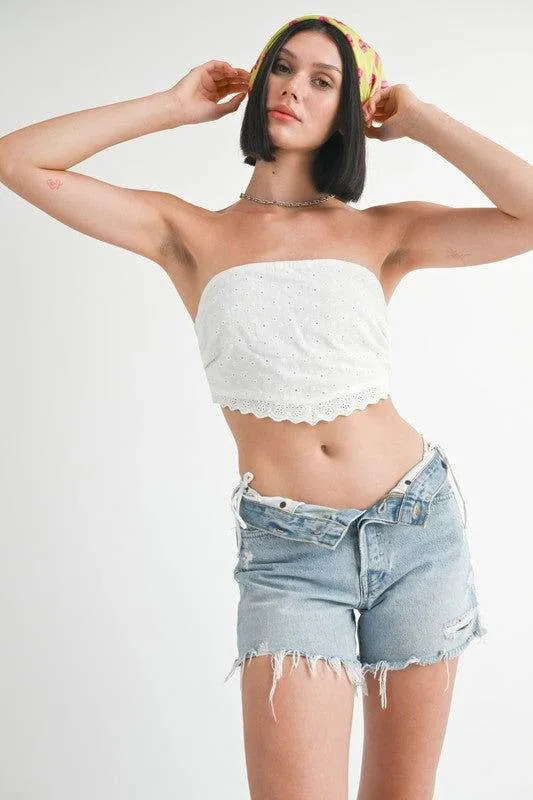 Emory Park Emory Park Cropped Eyelet Tube Top