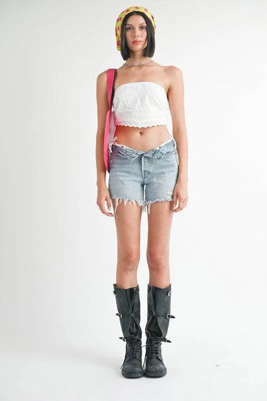 Emory Park Emory Park Cropped Eyelet Tube Top
