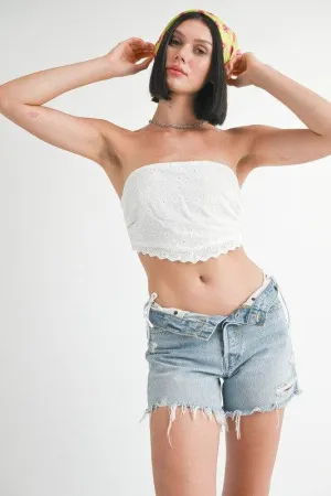 Emory Park Emory Park Cropped Eyelet Tube Top