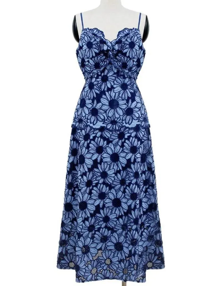Fairy Style Embroidered Hollow-Out Party Dress