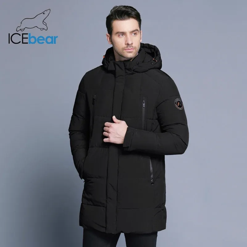 ICEbear 2019 Winter Jacket Men  Slim Thick Warm Top Quality Waterproof Zipper Clothes For Men Fashion Winter Coats Man 17MD942D