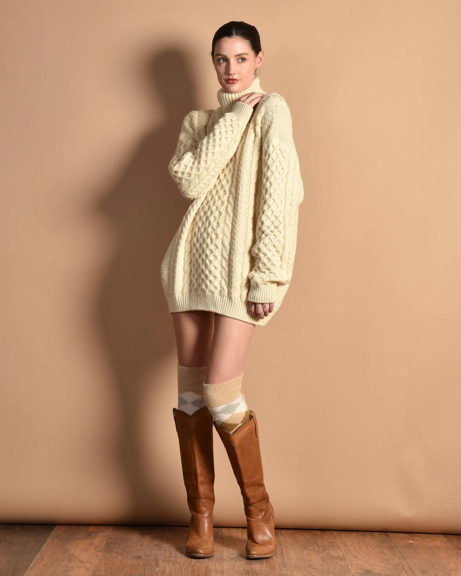 Johnna 80s Cable Knit Turtleneck
