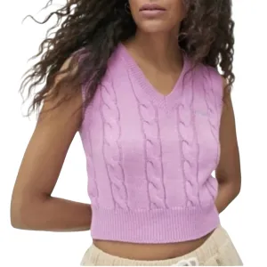JUST POLLY - V Neck Cable Knit Vest