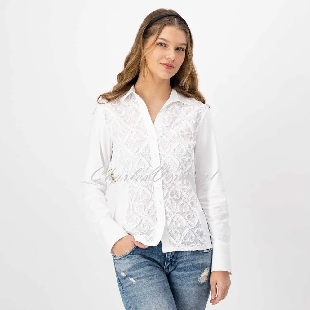 Just White Blouse with Heart Embroidery – Style C1291