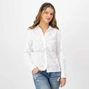 Just White Blouse with Heart Embroidery – Style C1291