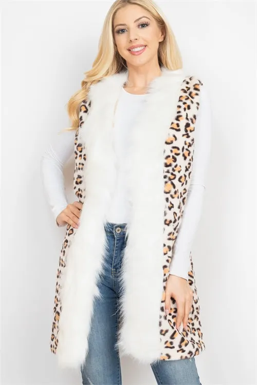 LEOPARD FAUX FUR TRIM VEST/6PCS (NOW $18.75 ONLY!)