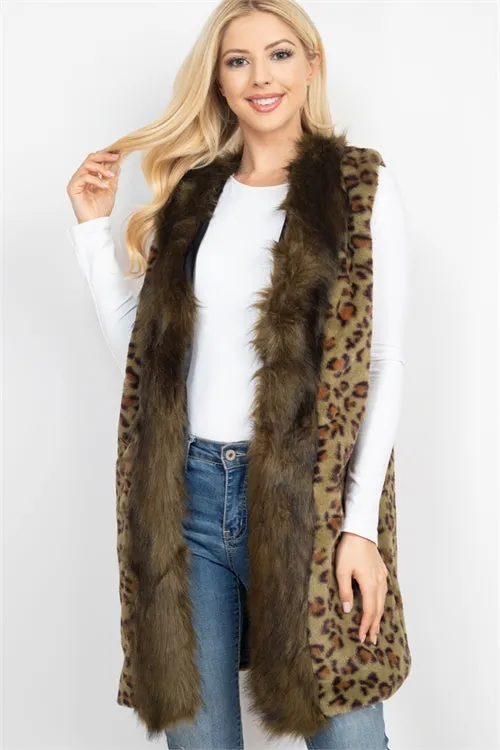 LEOPARD FAUX FUR TRIM VEST/6PCS (NOW $18.75 ONLY!)