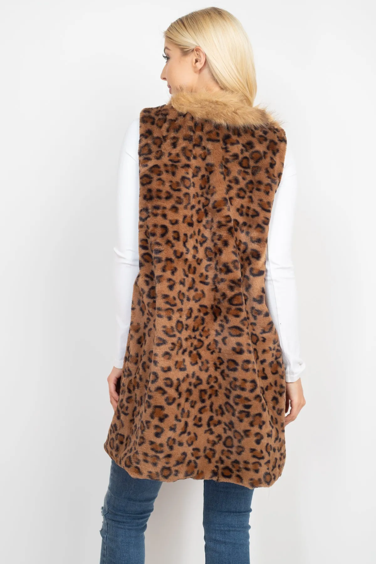 LEOPARD FAUX FUR TRIM VEST/6PCS (NOW $18.75 ONLY!)