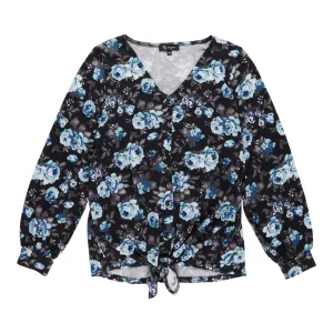 lily morgan Women's Casual V-Neck Tie-Front Blouse