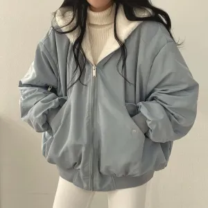 LVSANW Winter Thicken Warm Parkas Women Oversized Kawaii Double Sided Hooded Coat Ladies Korean Fashion Casual Loose Zip Up Jackets