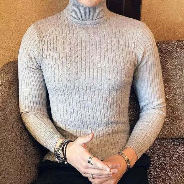 Men Autumn Casual Vintage Style Turtleneck Sweater