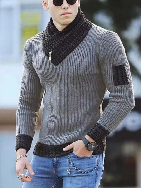 Men Autumn Casual Vintage Style Turtleneck Sweater