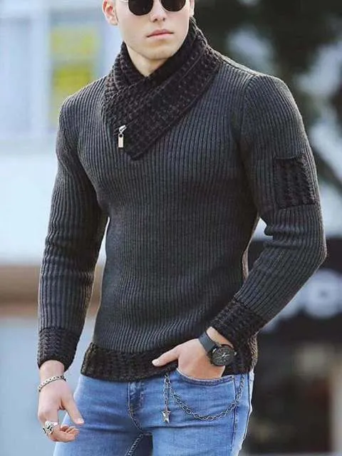 Men Autumn Casual Vintage Style Turtleneck Sweater