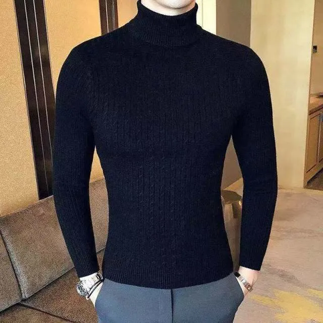 Men Autumn Casual Vintage Style Turtleneck Sweater