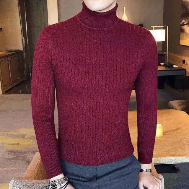 Men Autumn Casual Vintage Style Turtleneck Sweater