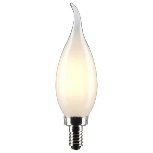 Satco 4 Watt CA10 LED; Frost; Candelabra base; 90 CRI; 2700K; 120 Volt, S21300