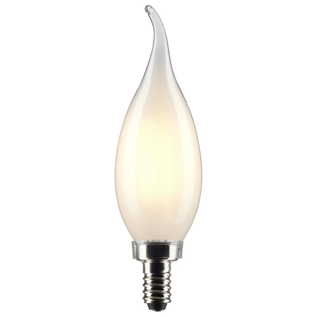 Satco 4 Watt CA10 LED; Frost; Candelabra base; 90 CRI; 2700K; 120 Volt, S21300