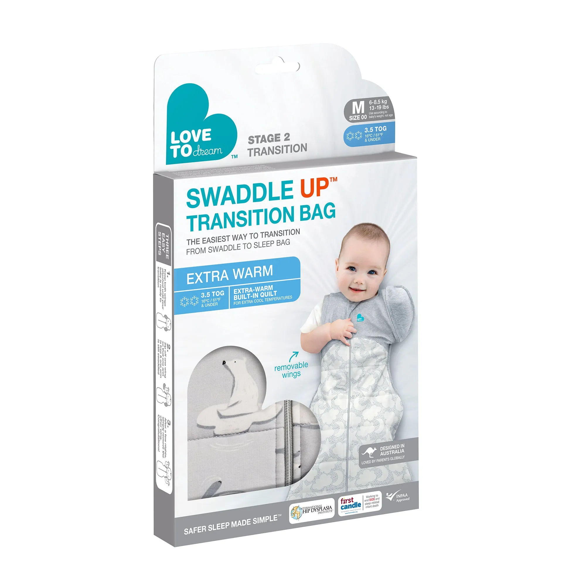 Swaddle Up™ Transition Bag Extra Warm 3.5 TOG - South Pole Grey