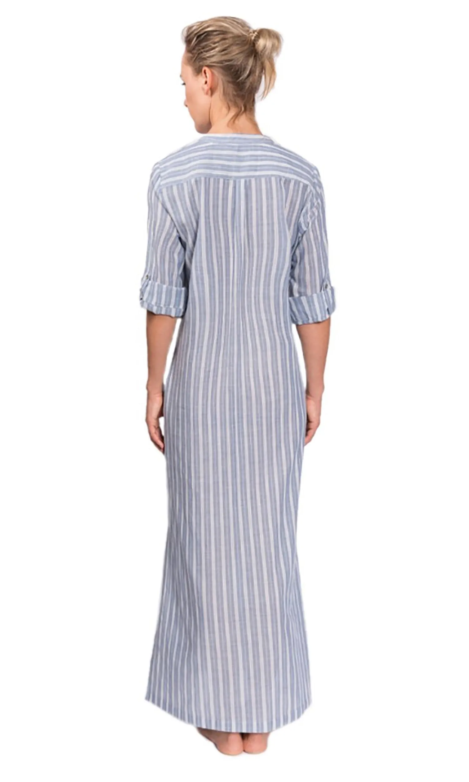 Tracey Caftan - Blue Chambray Stripe