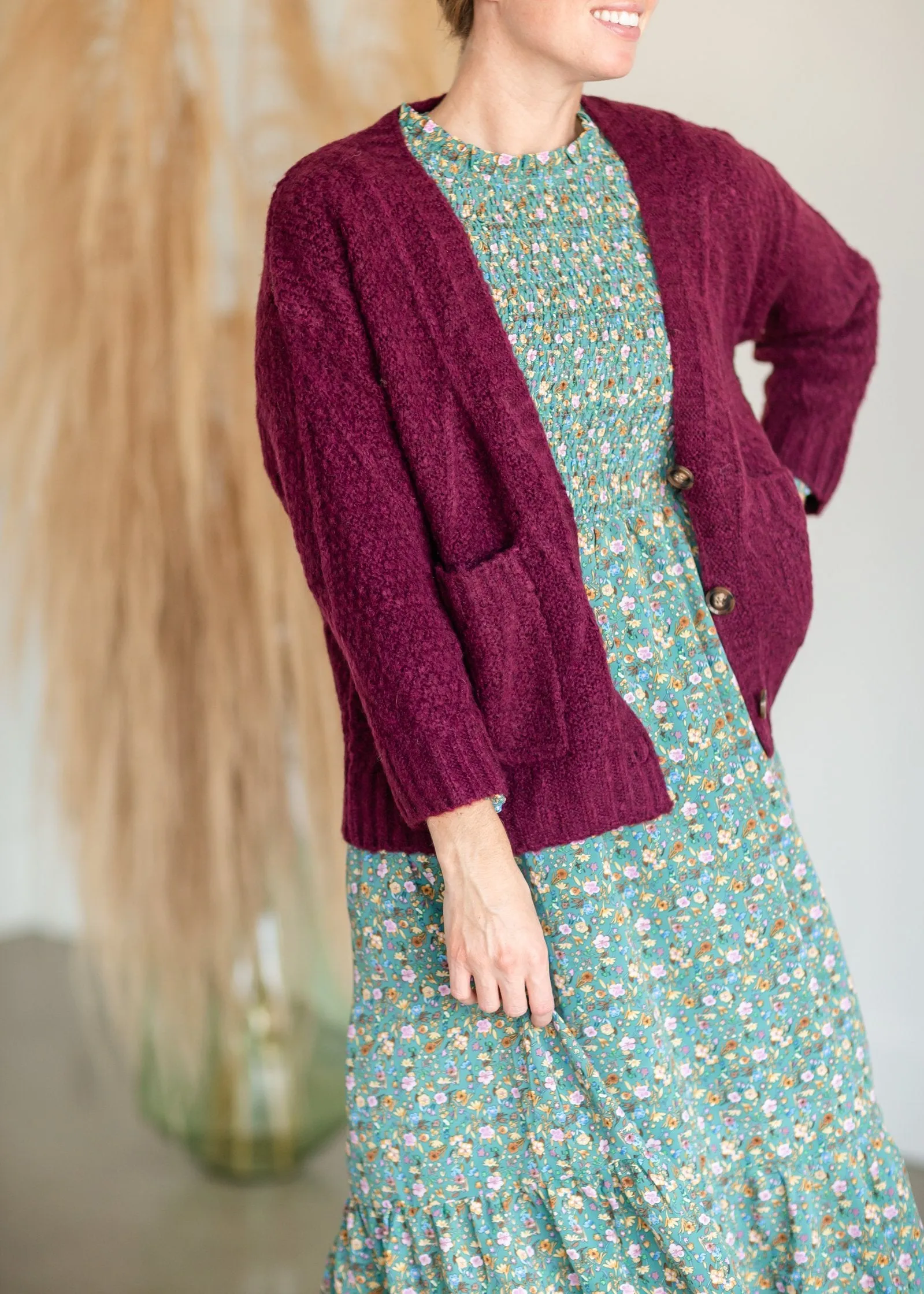 Vintage Soft Cable Knit Long Sleeve Button Front Cardigan - FINAL SALE