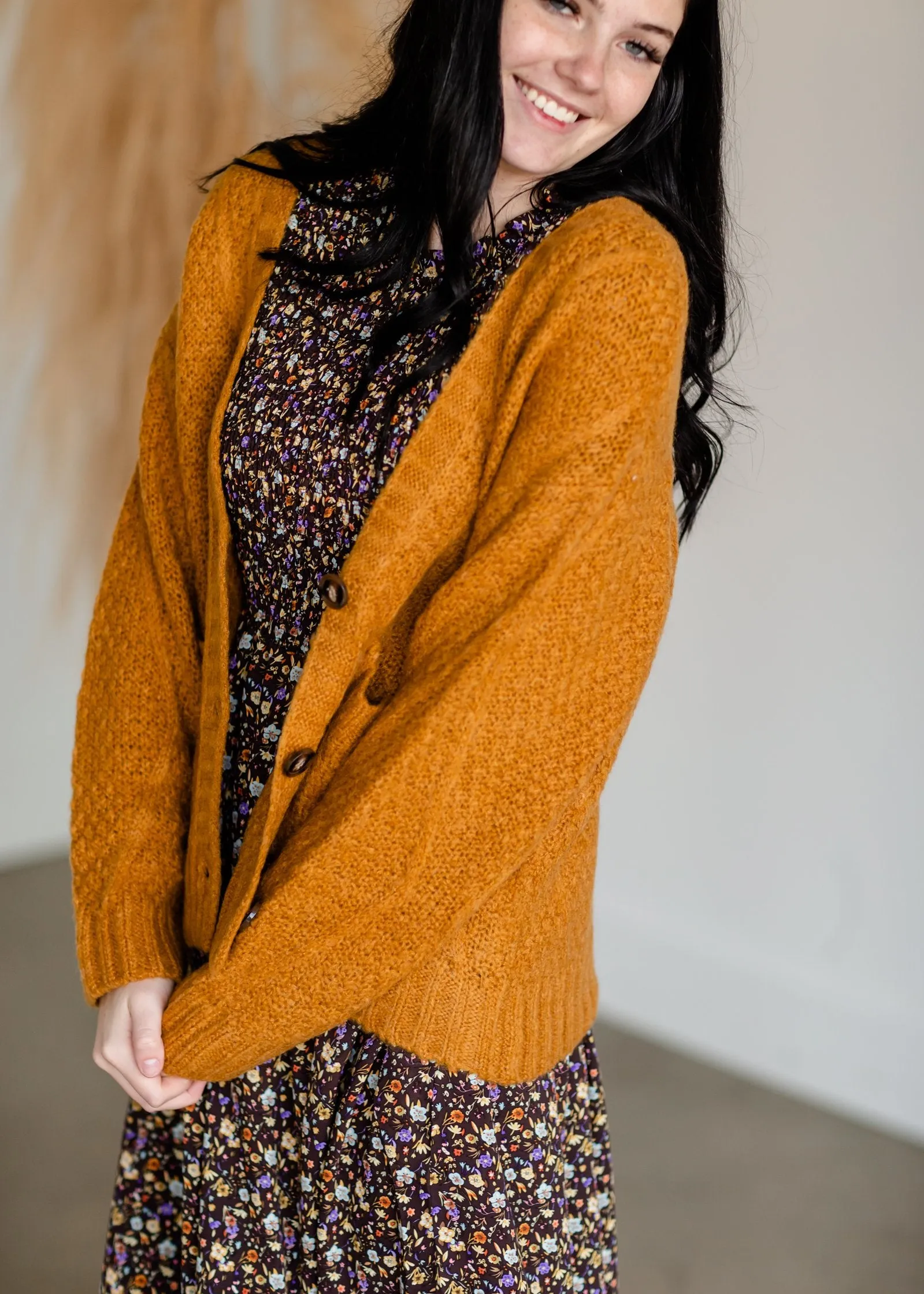 Vintage Soft Cable Knit Long Sleeve Button Front Cardigan - FINAL SALE