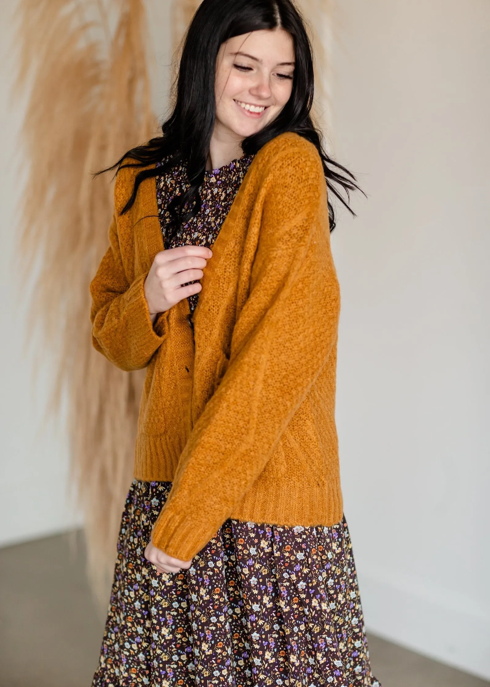 Vintage Soft Cable Knit Long Sleeve Button Front Cardigan - FINAL SALE