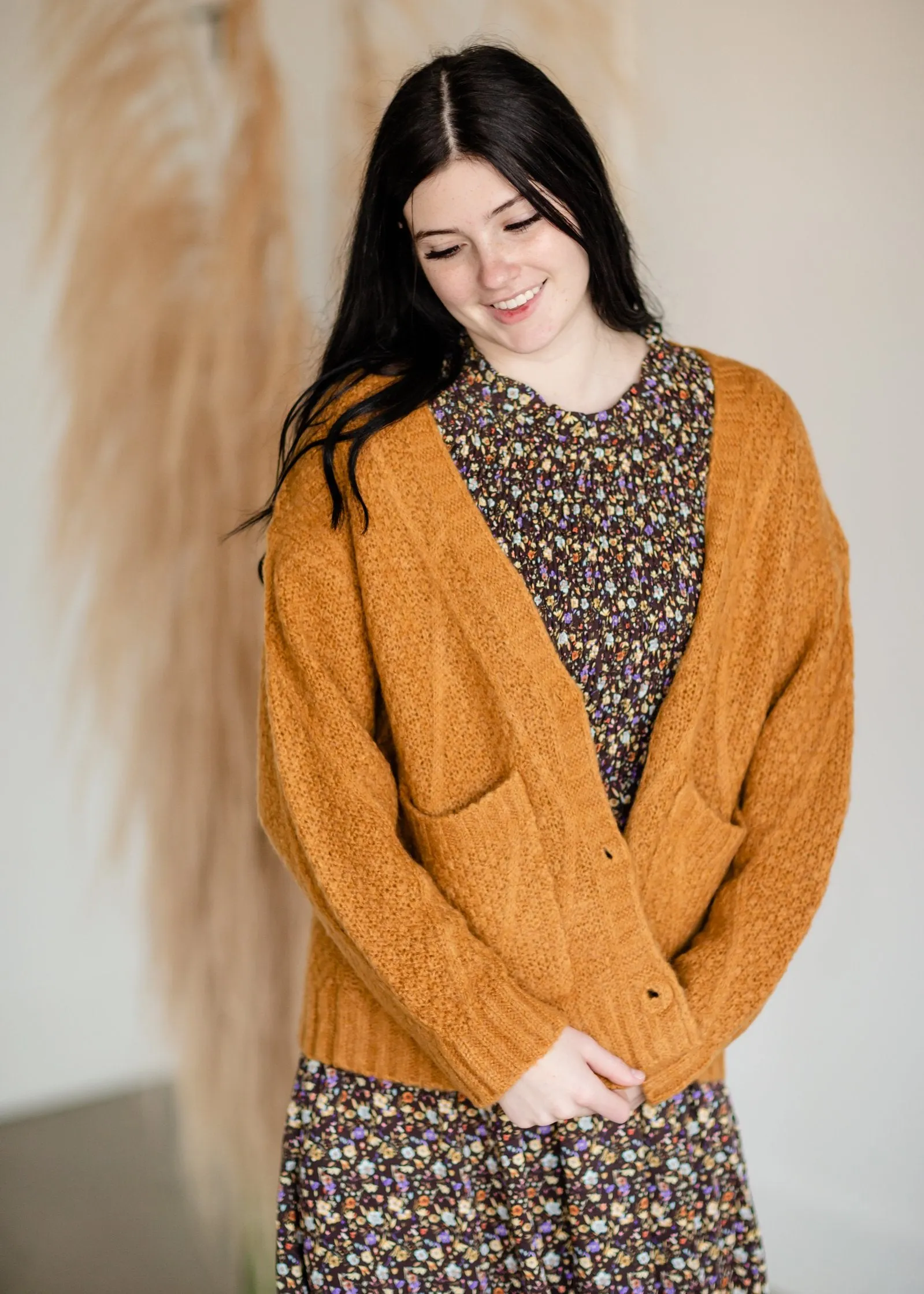 Vintage Soft Cable Knit Long Sleeve Button Front Cardigan - FINAL SALE