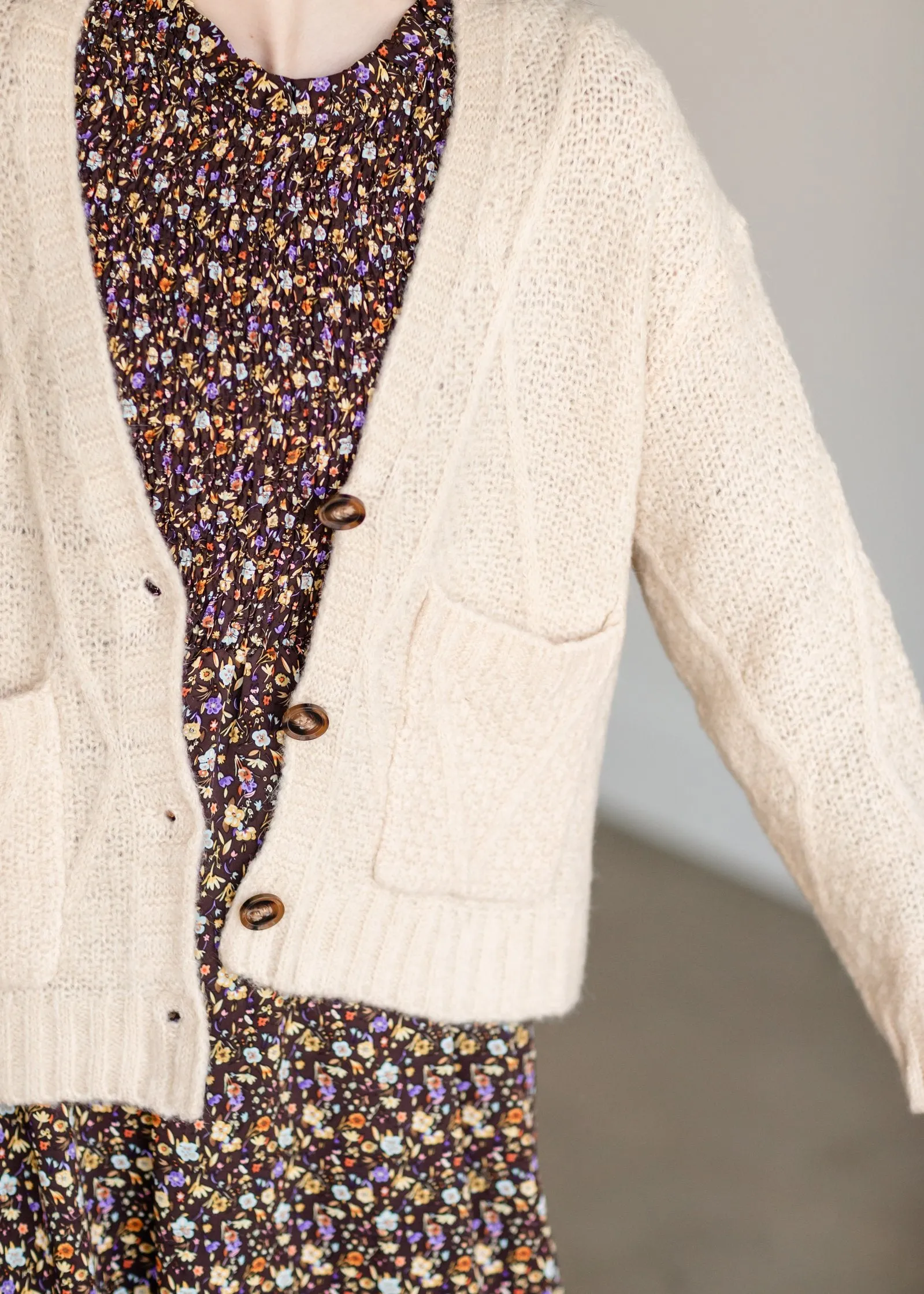 Vintage Soft Cable Knit Long Sleeve Button Front Cardigan - FINAL SALE