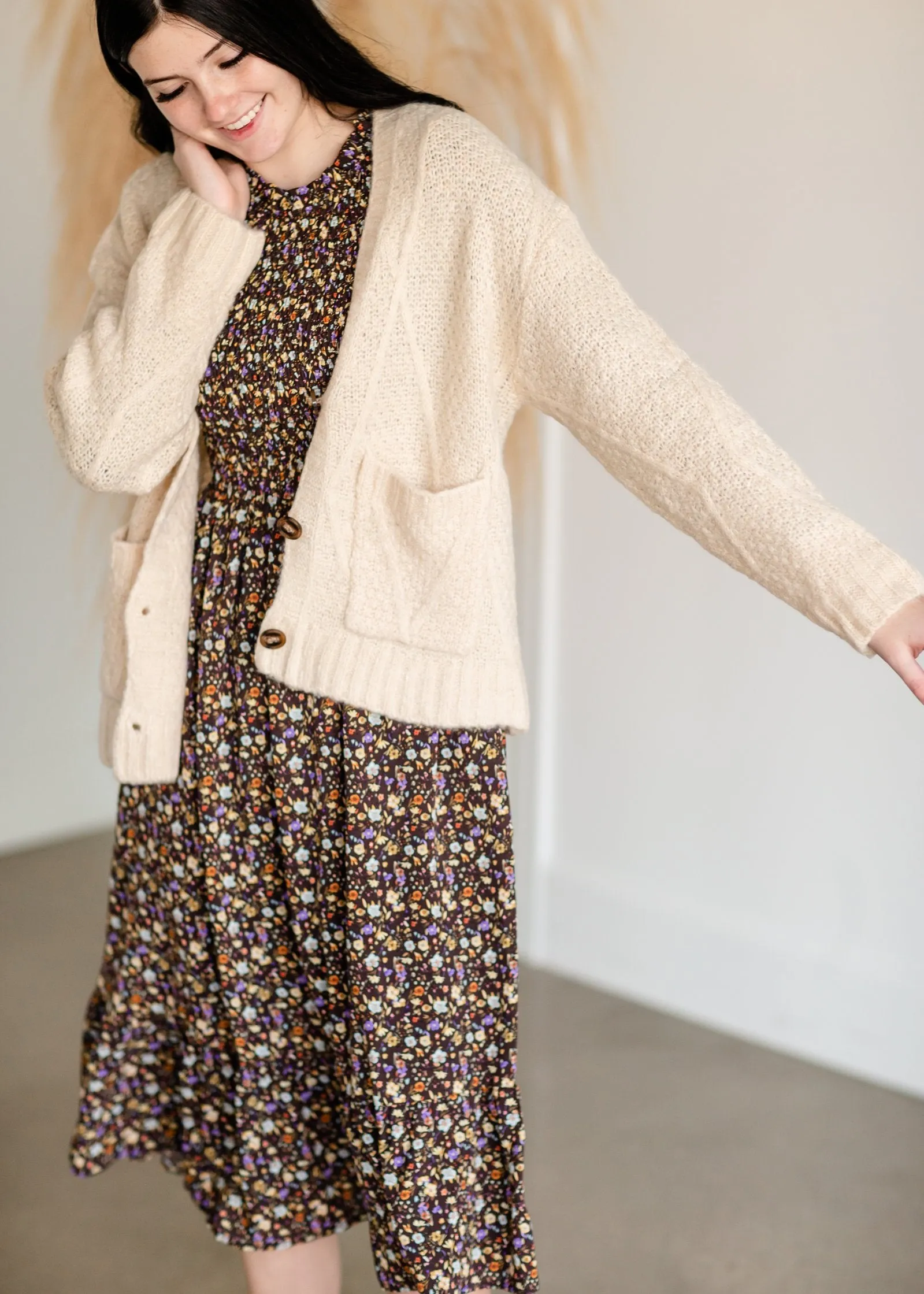 Vintage Soft Cable Knit Long Sleeve Button Front Cardigan - FINAL SALE