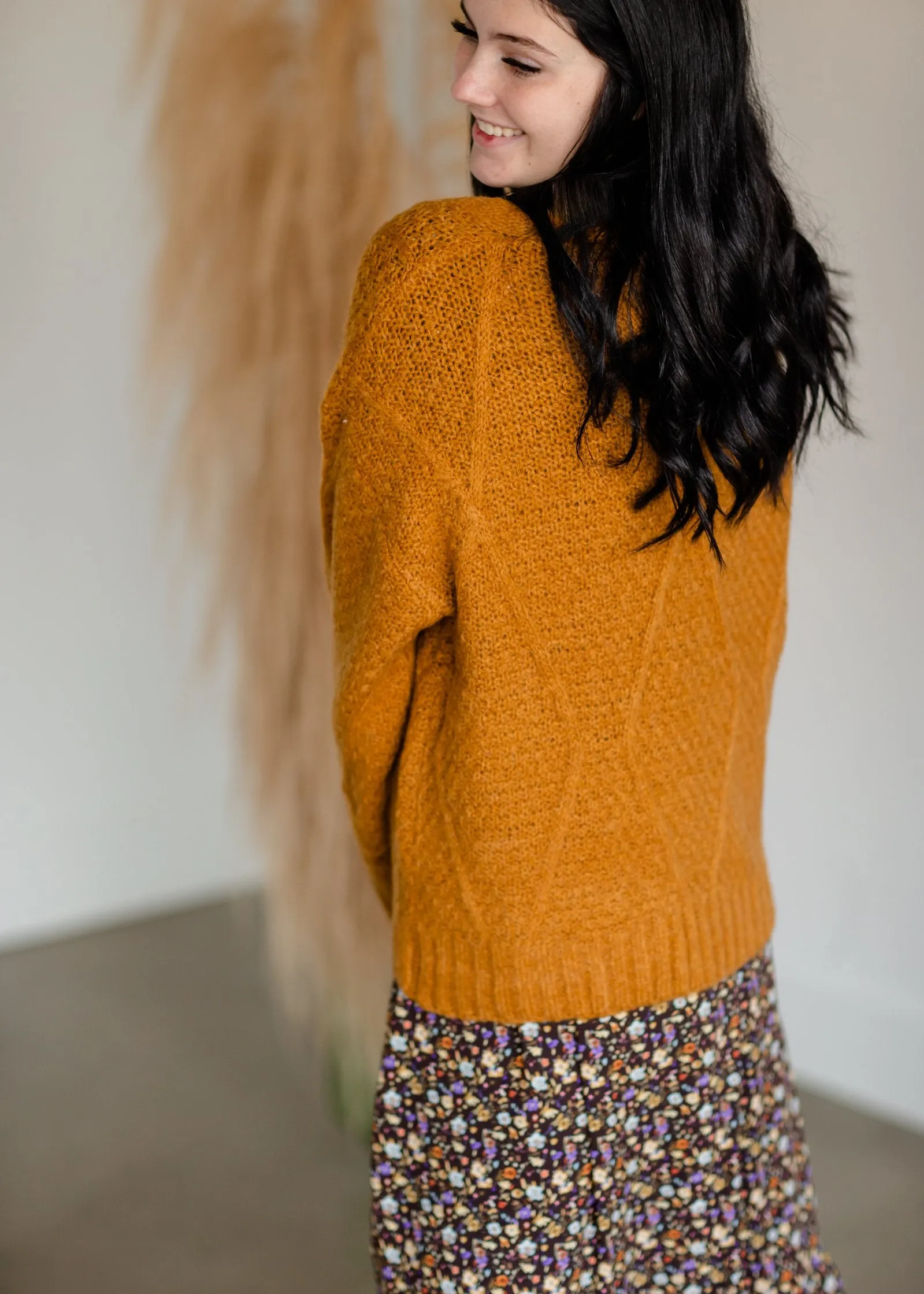 Vintage Soft Cable Knit Long Sleeve Button Front Cardigan - FINAL SALE