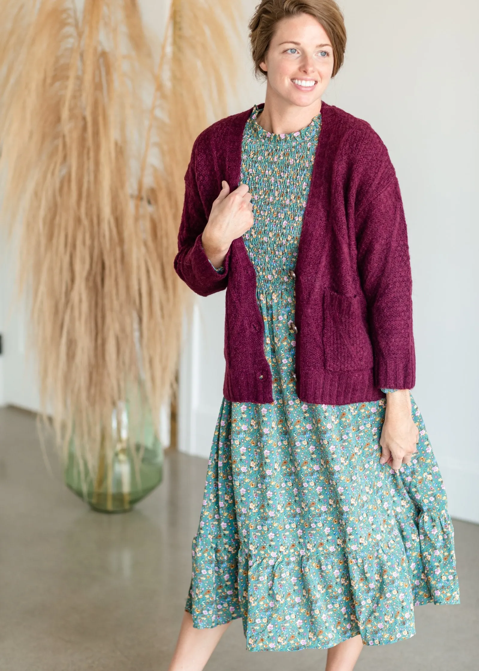 Vintage Soft Cable Knit Long Sleeve Button Front Cardigan - FINAL SALE