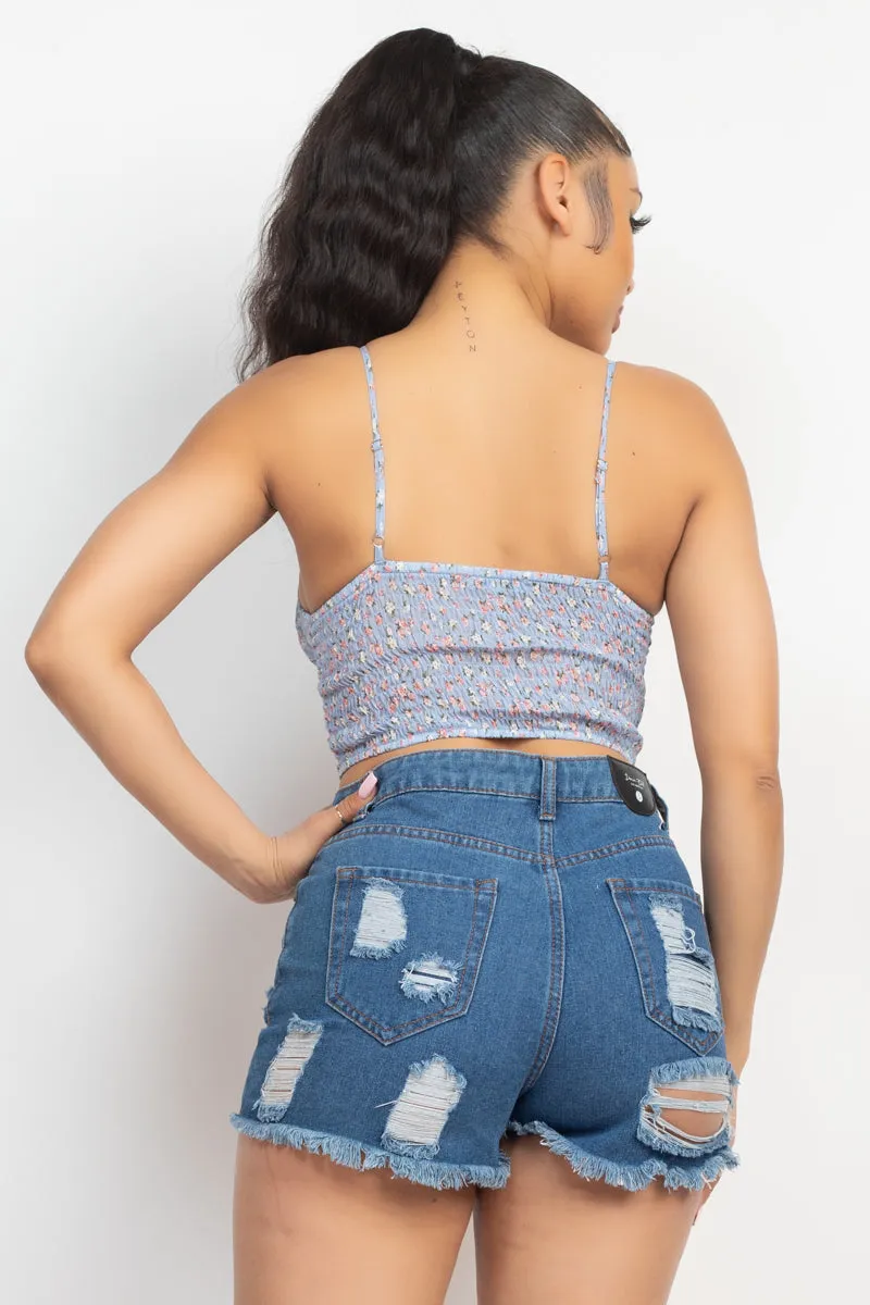 Women's Floral Ditsy Front Tie Top